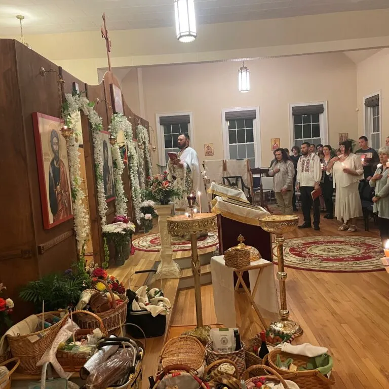 Parishioners gathered in worship inside Saint Gregory's church